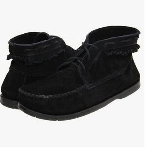 Minnetonka Men's Black Suede Leather Lace Up Chukka Boots EUC 8 Boho Minimalist